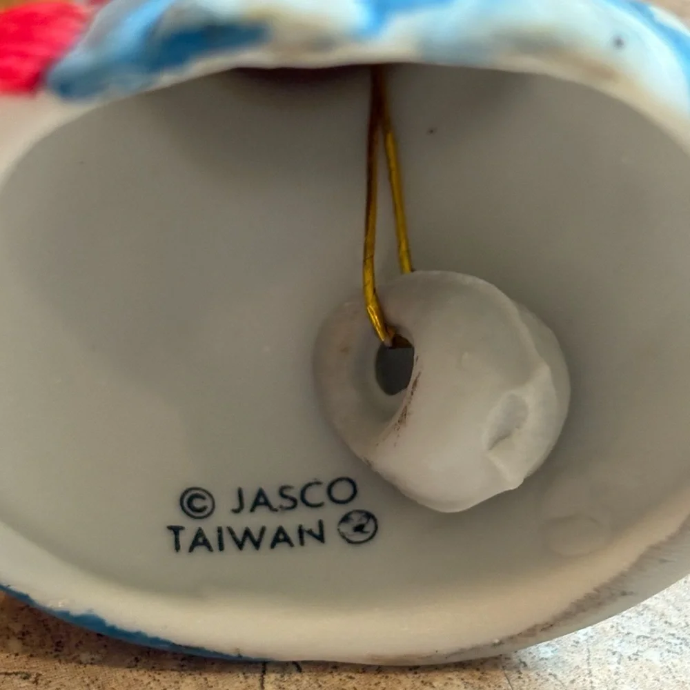 Vtg Jasco 1980's L’il Chimers Christmas Ornament Ceramic Mouse Bell